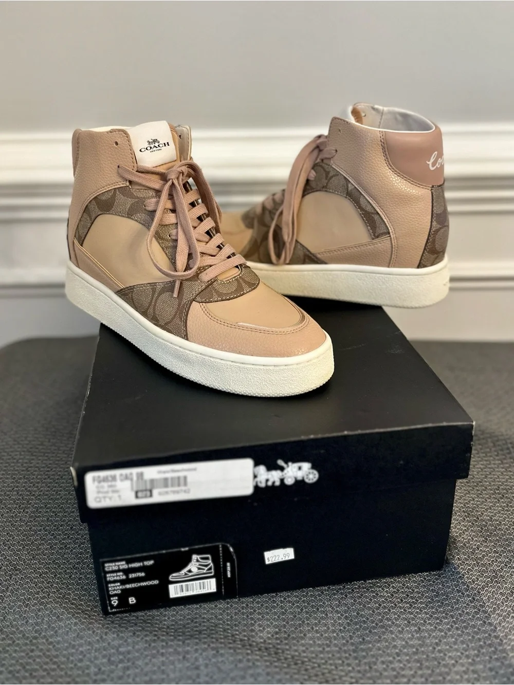 Coach Women’s Khaki/Beechwood High -Top Logo Sneakers